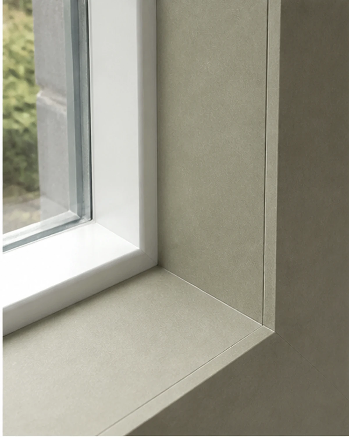Detail van nauwkeurig verbonden MDF dagkanten klaar voor verf