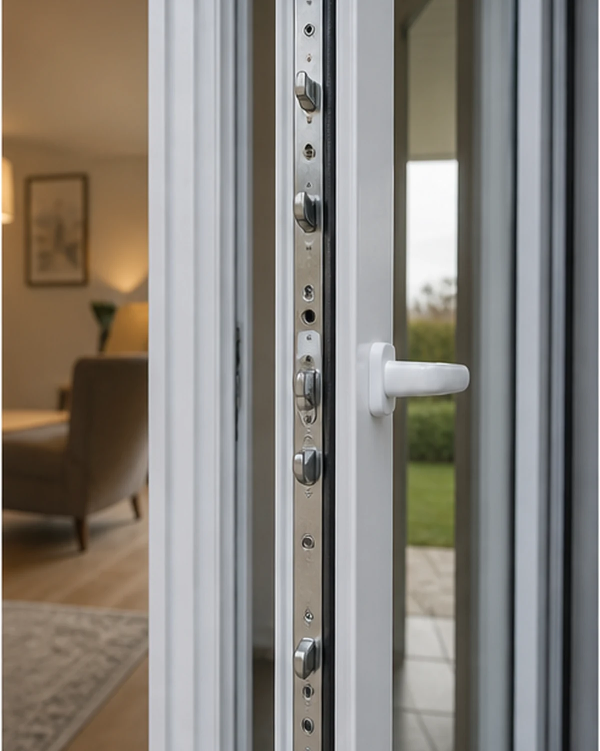 Open PVC deur met meerpuntssluiting en verstevigd profiel