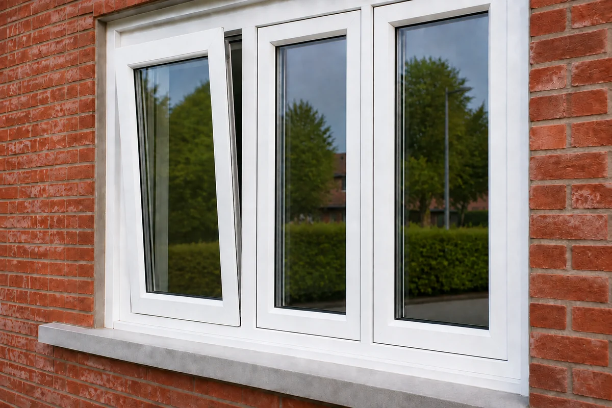 Detail van een isolerend PVC raam