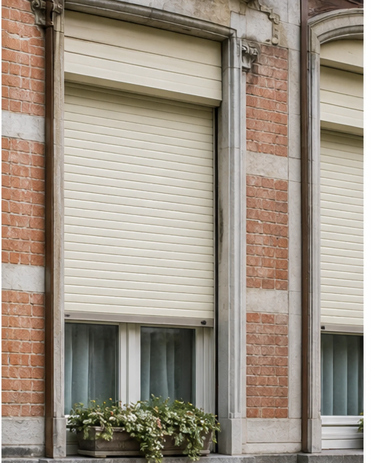 Geschilderd houten rolluik bij een karaktervolle woning