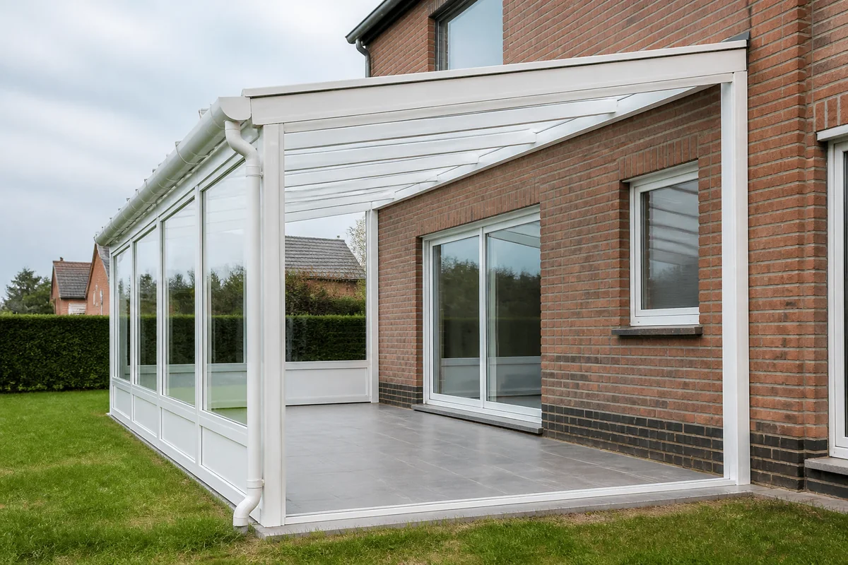 Terrasoverkapping met lichtdoorlatend glazen dak