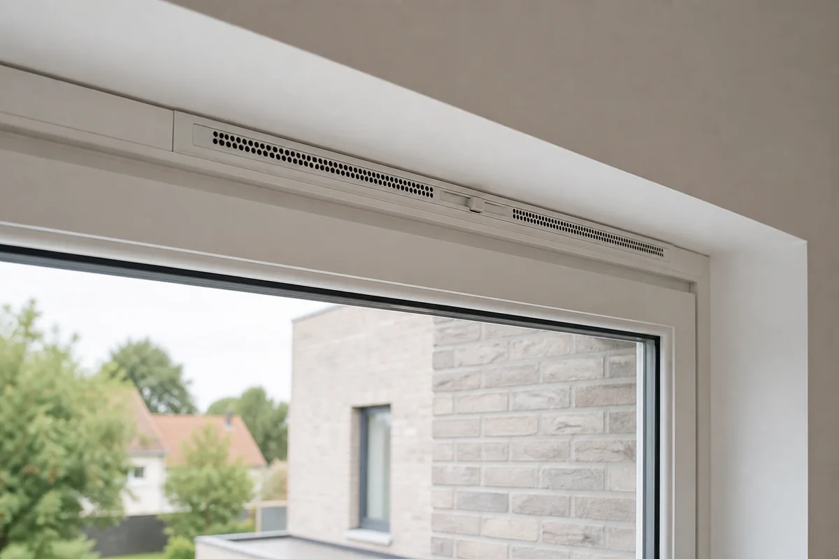 Ventilatierooster geïntegreerd boven in een raamkader